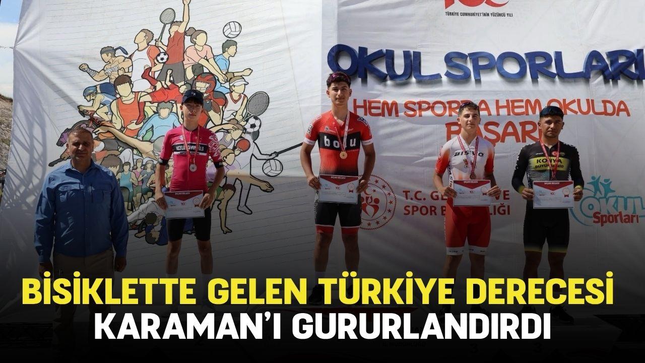 Bisiklette gelen Türkiye derecesi Karaman’ı gururlandırdı