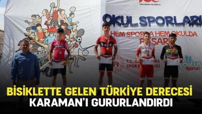 Bisiklette gelen Türkiye derecesi Karaman’ı gururlandırdı