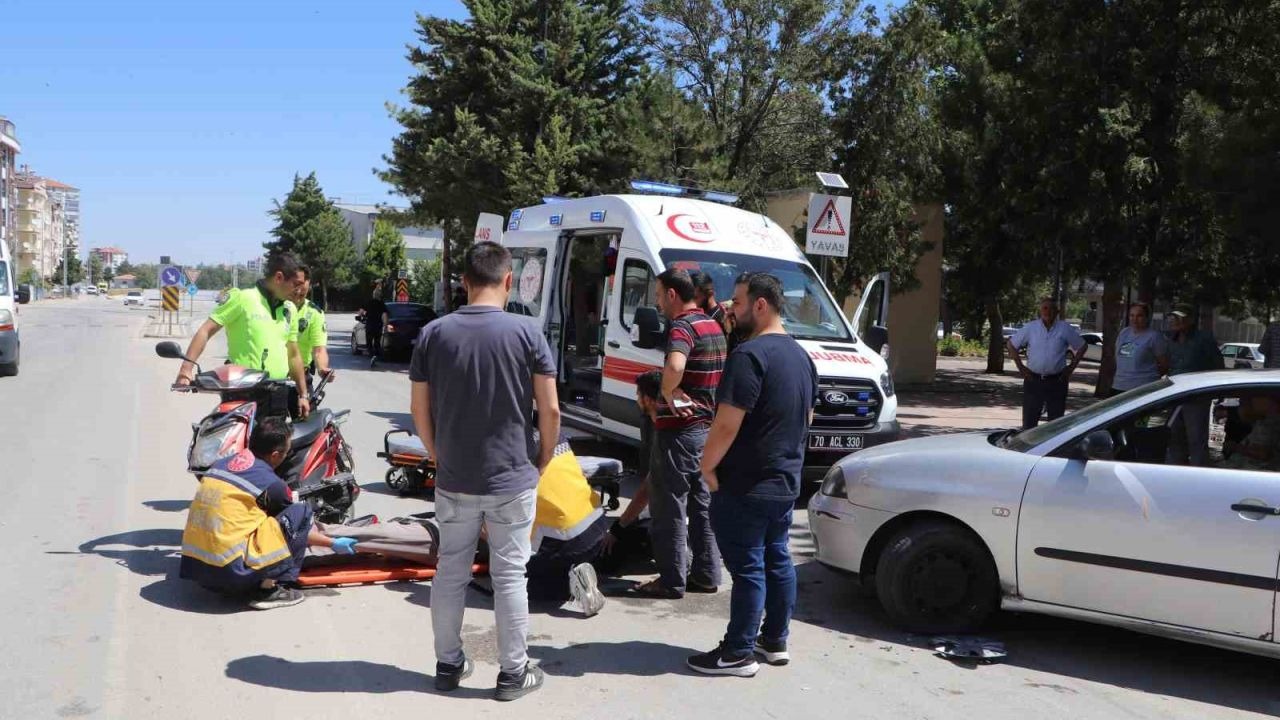 Karaman’da otomobille çarpışan elektrikli bisikletin sürücüsü yaralandı